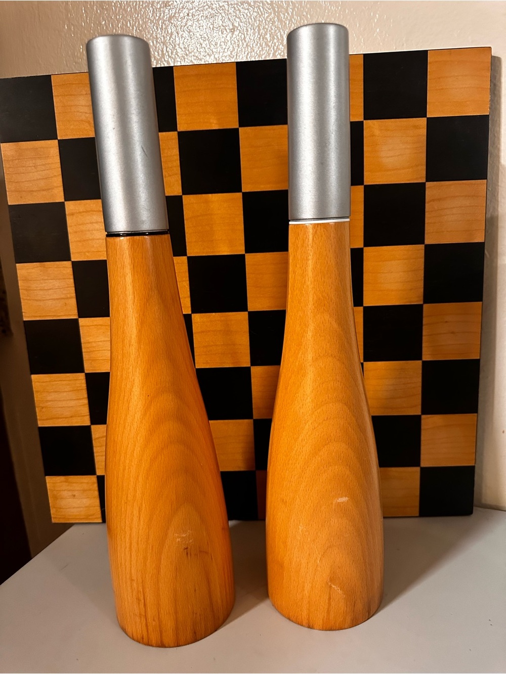 *Vintage* Bodum Nissen Salt Pepper Grinders Mills Wood Aluminum